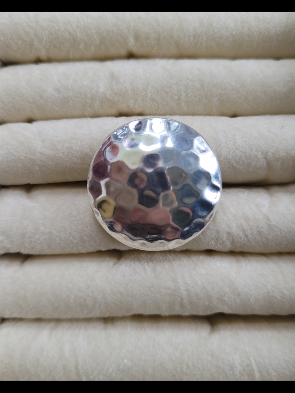 Hammered Sterling Silver Round Statement Ring